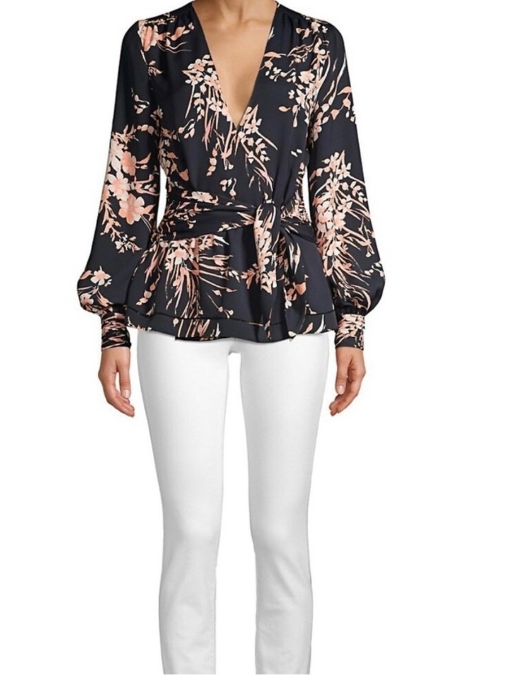 Joie Arin Floral Peplum Wrap Blouse - Small